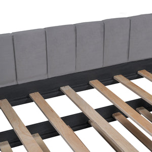 English Elm Twin Upholstered Daybed with Ergonomic Backrest and Velvet Finish, Twin Trundle for Guests and Space Saving Gray SF000072AAE