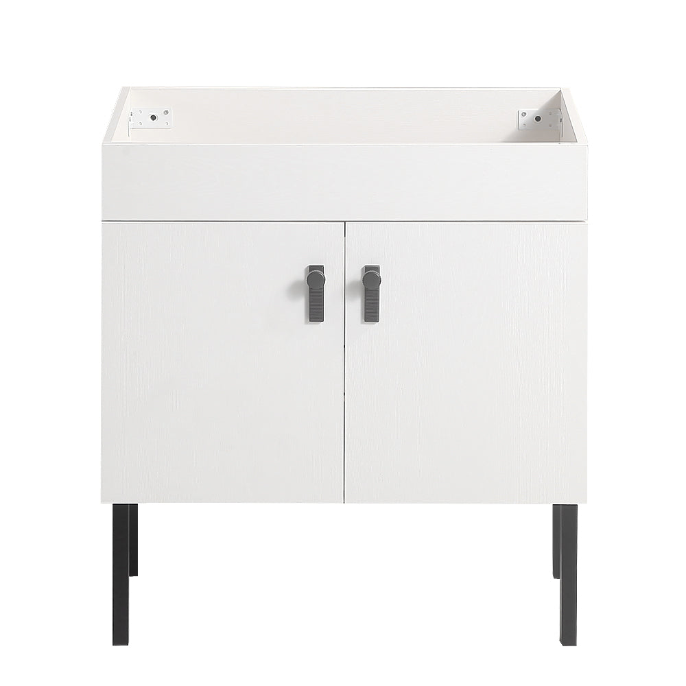 English Elm 24''Bathroom wall-mounted vanity with metal kickstand, solid wood compact design, glossy ceramic sink White W1882127198