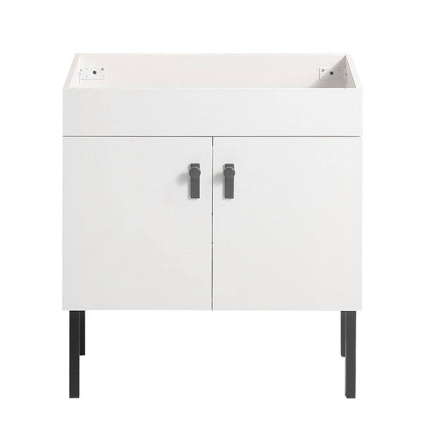English Elm 24''Bathroom wall-mounted vanity with metal kickstand, solid wood compact design, glossy ceramic sink White W1882127198
