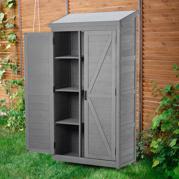 English Elm Outdoor Cedar Storage Cabinet with Rust-proof Metal Top for Patio Garden Use W1390121823