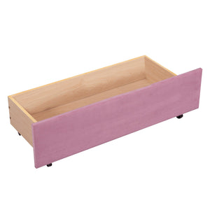 English Elm Twin Upholstered Daybed with Ergonomic Backrest, Classic Stripe Headboard and Hidden Storage Drawers Pink SF000071AAH