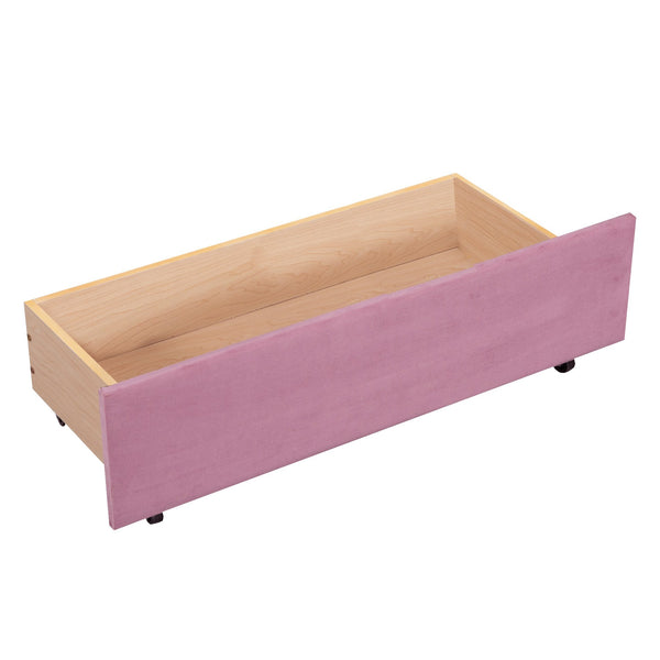 English Elm Twin Upholstered Daybed with Ergonomic Backrest, Classic Stripe Headboard and Hidden Storage Drawers Pink SF000071AAH