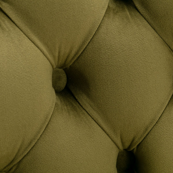 English Elm Swivel Velvet Barstools with Tufted Back and Chrome Base, Adjustable 25-33" Height, 360° Comfort Olive Green W1143124780