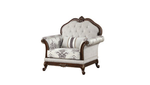 English Elm Gloria Button-Tufted Traditional Accent Chair Ivory with Floral Upholstery, Regal Comfort & Detail B009139093