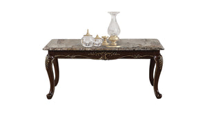 English Elm Gloria Cherry Wood Coffee Table with Real Marble Top, 48" L x 28" W Spacious Elegant Centerpiece B009139094