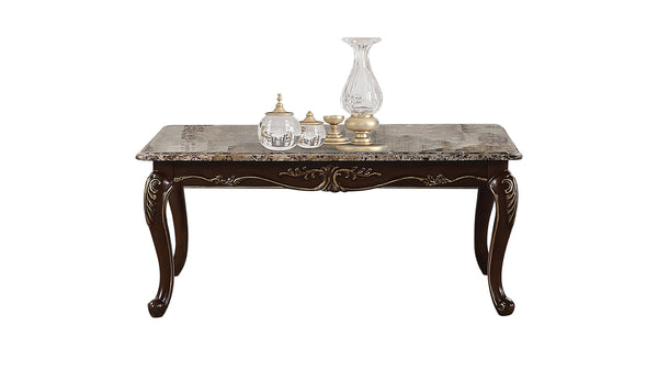 English Elm Gloria Cherry Wood Coffee Table with Real Marble Top, 48" L x 28" W Spacious Elegant Centerpiece B009139094