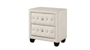 English Elm Sophia Velvet Crystal-Tufted 2-Drawer Nightstand with Plush Upholstery, Glam Cream Storage Accent B009136648
