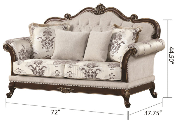 English Elm Gloria Elegant Traditional Button-Tufted Loveseat in Ivory with Floral Upholstery and Royal Comfort B009139092