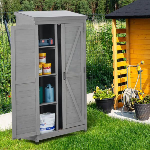 English Elm Outdoor Cedar Storage Cabinet with Rust-proof Metal Top for Patio Garden Use W1390121823