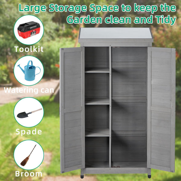 English Elm Outdoor Cedar Storage Cabinet with Rust-proof Metal Top for Patio Garden Use W1390121823