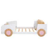 Hearth and Haven Full-Size Car-Shaped Platform Bed with Footboard Shelves, White and Pink GX000359AAK