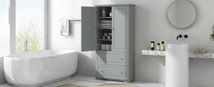 English Elm Wide Grey Bathroom Storage Cabinet with 2 Drawers, 2 Doors, Adjustable Shelf, Anti-Tip, 120lb Capacity WF312729AAE