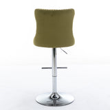 English Elm Swivel Velvet Barstools Adjusatble Seat Height From 25-33 Inch, Modern Upholstered Chrome Base Bar Stools With Backs Comfortable Tufted For Home Pub and Kitchen Island, Olive-Green,Set Of 2,1712Ol