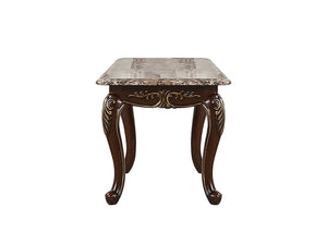 English Elm Gloria Cherry Wood End Table with Real Marble Top, Elegant 26"L x 28"W Accent Table for Living Room B009139095