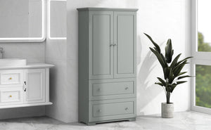 English Elm Wide Grey Bathroom Storage Cabinet with 2 Drawers, 2 Doors, Adjustable Shelf, Anti-Tip, 120lb Capacity WF312729AAE