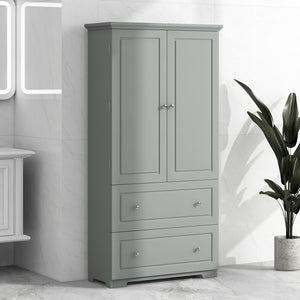 English Elm Wide Grey Bathroom Storage Cabinet with 2 Drawers, 2 Doors, Adjustable Shelf, Anti-Tip, 120lb Capacity WF312729AAE