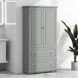 Freestanding Bathroom Storage Cabinet with 2 Drawers, Adjustable Shelf, MDF, Grey