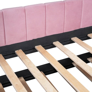 English Elm Twin Upholstered Daybed with Ergonomic Backrest and Velvet Finish, Twin Trundle for Guests and Space Saving Pink SF000072AAH