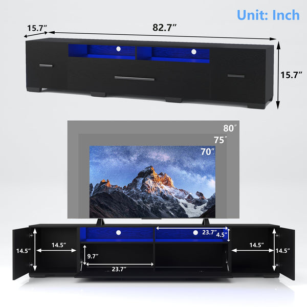 English Elm [Video] TV Console with Storage Cabinets, RGB APP & Remote Control, 31 Modes, USB Power Ports, Modern W1701136991