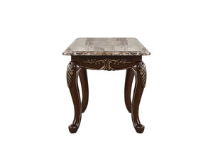 English Elm Gloria Cherry Wood End Table with Real Marble Top, Elegant 26"L x 28"W Accent Table for Living Room B009139095