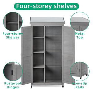 English Elm Outdoor Cedar Storage Cabinet with Rust-proof Metal Top for Patio Garden Use W1390121823