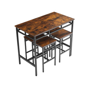 English Elm Bar bar table set 5PC Rustic Brown & Black Industrial High Dining Table with 4 Stools, 350LB Capacity W1162126311