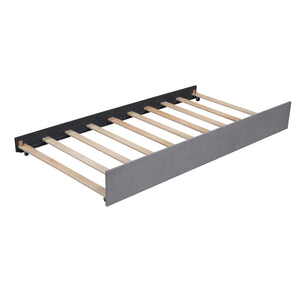 English Elm Twin Upholstered Daybed with Ergonomic Backrest and Velvet Finish, Twin Trundle for Guests and Space Saving Gray SF000072AAE