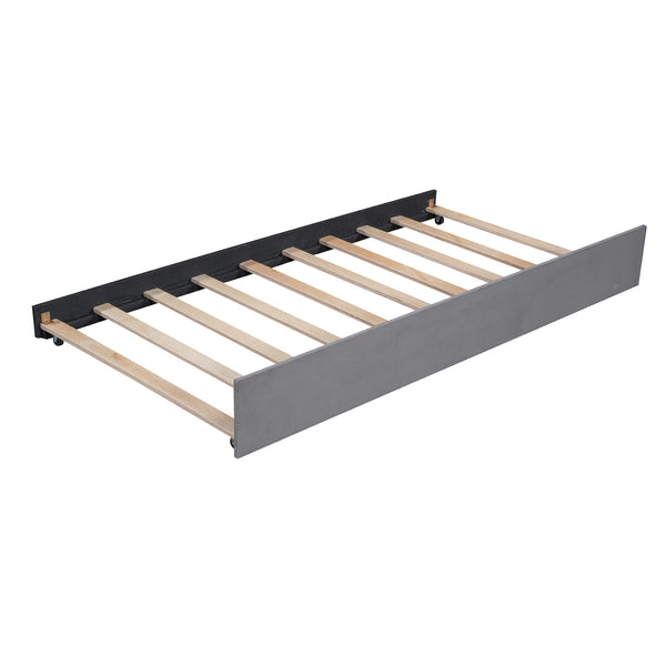 English Elm Twin Upholstered Daybed with Ergonomic Backrest and Velvet Finish, Twin Trundle for Guests and Space Saving Gray SF000072AAE