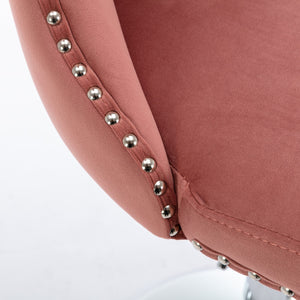 English Elm Swivel Velvet Barstools with Tufted Back and Chrome Base, Adjustable 25-33" Height, 360° Comfort Pink W1143124778