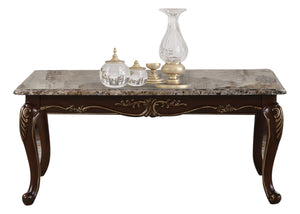 English Elm Gloria Cherry Wood Coffee Table with Real Marble Top, 48" L x 28" W Spacious Elegant Centerpiece B009139094
