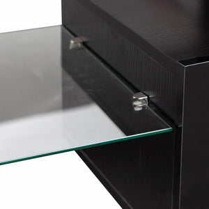 English Elm High Gloss Black Tv Console with Led Ambiance Lighting Storage Cabinets Modern Living Room W1321126658