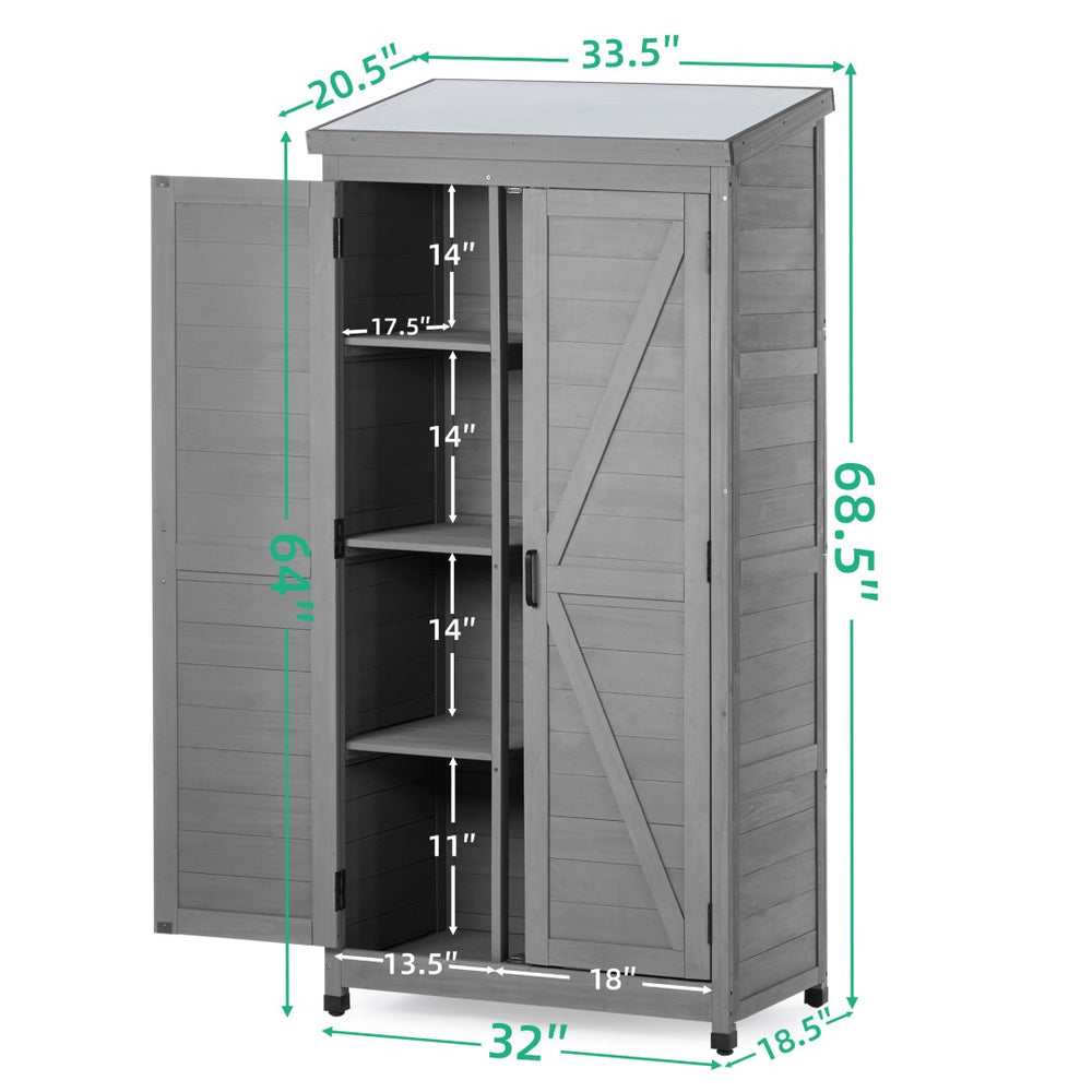 English Elm Outdoor Cedar Storage Cabinet with Rust-proof Metal Top for Patio Garden Use W1390121823