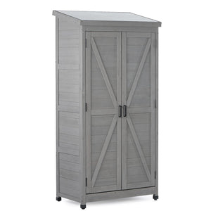 English Elm Outdoor Cedar Storage Cabinet with Rust-proof Metal Top for Patio Garden Use W1390121823
