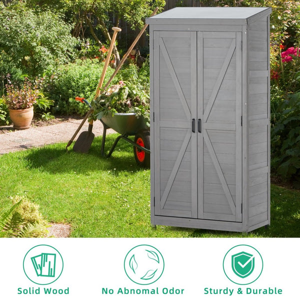 English Elm Outdoor Cedar Storage Cabinet with Rust-proof Metal Top for Patio Garden Use W1390121823