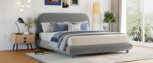 English Elm Teddy Fleece Queen Platform Bed Curved Sculptural Frame for Contemporary Bedroom SF000068AAE