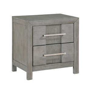 English Elm Modern Kenzo 2-Drawer Nightstand Gray - Sleek Manufactured Wood Bedside Table with Silver Handles, Spacious Storage B009139191