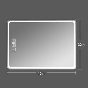 English Elm 40x32 Frameless Led Vanity Mirror Anti-fog Front Lit Bathroom Wall Mount Dimmable W2071137652