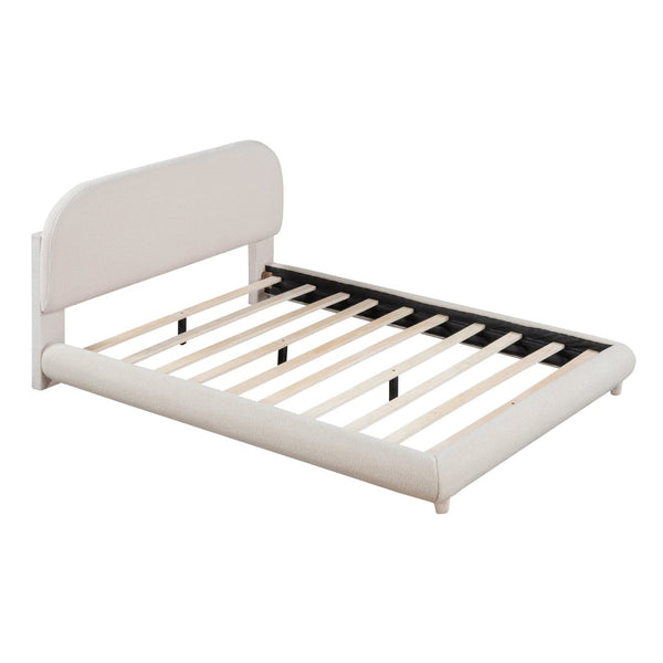 English Elm Teddy Fleece Full Upholstered Platform Bed Curved Frame Cushioned Cozy Bedroom SF000067AAA