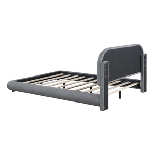 English Elm Teddy Fleece Full Upholstered Platform Bed Curved Frame Cushioned Cozy Bedroom SF000067AAE