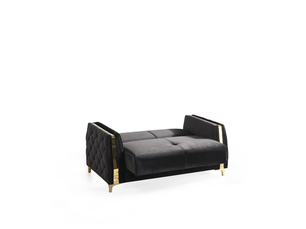 English Elm Lust Black Loveseat with Convertible Bed & Under-Seat Storage, 100% Polyester Upholstery Comfort B009S01898