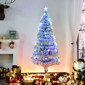 English Elm 5ft White Douglas Fir Pre-Lit Christmas Tree with Fiber Optic & Multi-Color LED Lights, 180 Tips, Star Topper W2225139560