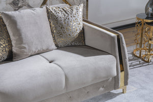 English Elm Lust 3-Piece Modern Living Room Set In Stylish Taupe With Hidden Storage & Sleeper Functionality B009S02061