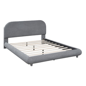 English Elm Teddy Fleece Full Upholstered Platform Bed Curved Frame Cushioned Cozy Bedroom SF000067AAE