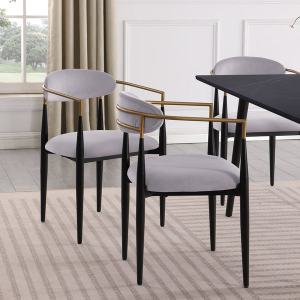 English Elm Modern 5pc Dining Set with Black Sintered Stone Table and Blue Fabric Chairs, Stylish Comfort and Durability Black+ Gray 65.25 L x 40.25 W x 5.5 H B011S00611