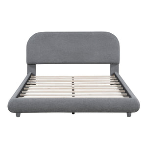 English Elm Teddy Fleece Full Upholstered Platform Bed Curved Frame Cushioned Cozy Bedroom SF000067AAE