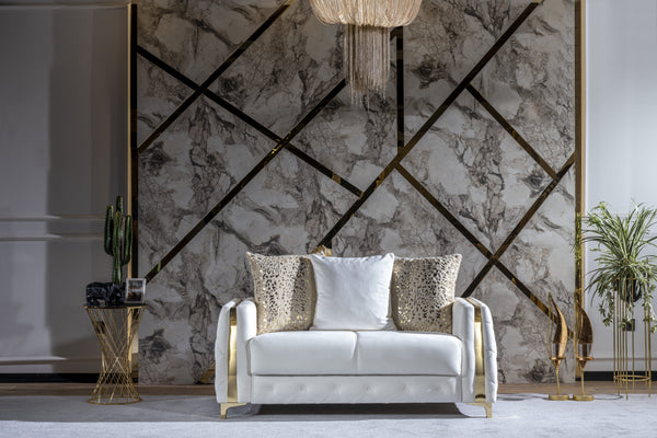 English Elm Lust 2Pc Modern Living Room Set - Off White Multifunctional Sofa & Loveseat With Storage & Bed B009S01553