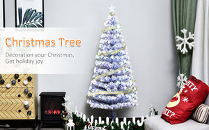 English Elm 5ft White Douglas Fir Pre-Lit Christmas Tree with Fiber Optic & Multi-Color LED Lights, 180 Tips, Star Topper W2225139560