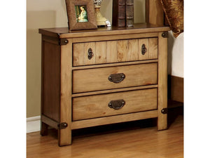 English Elm Cottage Weathered Elm Nightstand with USB Charger, Felt-Lined Top Drawer, Ball-Bearing Glides, Bronze Pulls B011139598