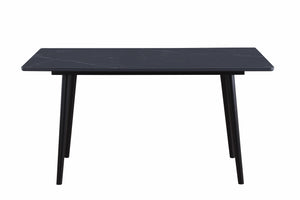 English Elm Modern Sintered Stone Dining Table 60"x35" Sleek Contemporary 30" Height Stylish Entertaining Black 65.25 L x 40.25 W x 5.5 H B011140183