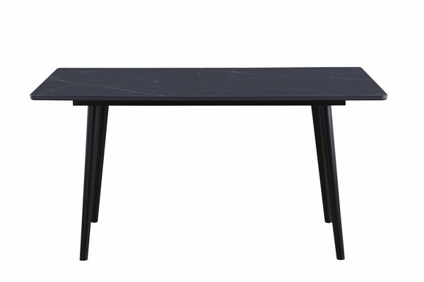 English Elm Modern Sintered Stone Dining Table 60"x35" Sleek Contemporary 30" Height Stylish Entertaining Black 65.25 L x 40.25 W x 5.5 H B011140183